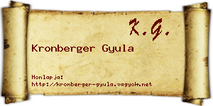 Kronberger Gyula névjegykártya
